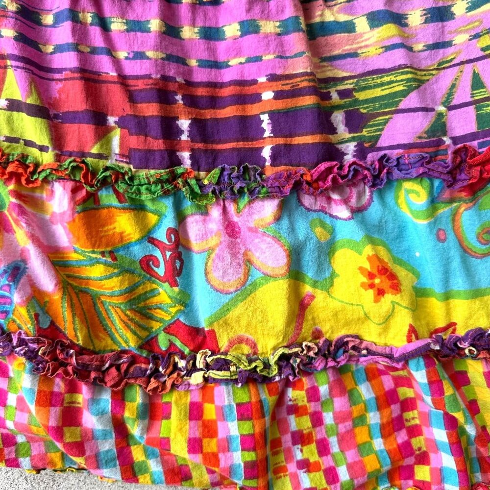 Vintage Sandy Starkman Skirt Small Multicolor Tiered Ruffle Hippie Festive READ - Picture 11 of 12